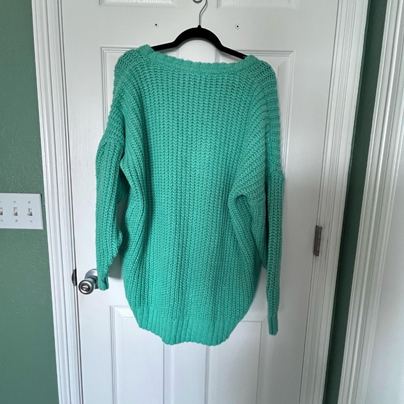 NWT ASOS Oversized Sweater with Pleat Sleeve in Bright Turquoise - Picture 6 of 7
